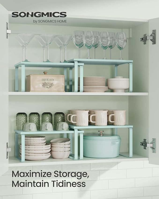 SONGMICS Cabinet Organizer Shelf, Set of 2 Spice Rack, Kitchen Storage - Image 2