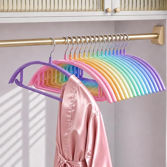 CTIME 14 Pack Metal Clothes Hangers, Non-Slip PVC, Built-in Hooks by CTIME