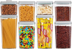 Ankou Food Storage Containers Pop Airtight Food Storage Containers with Lids for Kitchen Pantry Organizing Cereal Snack Flour Sugar Coffee Spaghetti Stackable - 8 Pcs (1.2, 2.0, 2.7, 3.3qt)*2 by ANKOU
