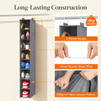 Lifewit 8 Section Hanging Shoe Storage Organizer for Closet Foldable, Gray | Folding Shoe Racks, Fabric Shoes Storage with Two Hangers, Closet Organizers and Storage for Wardrode, Dorm - Image 3