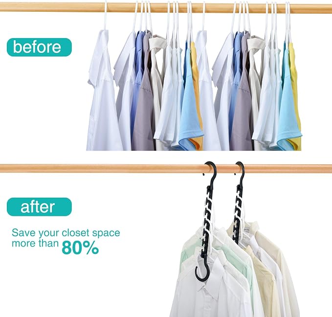 HOUSE DAY Sturdy Space Saving Hangers 12 Pack, Cascading Hangers Organizer | Closet Space Saver Multi Hangers for Heavy Clothes, Closet Organizers and Storage,College Dorm Room Essentials - Black - Image 4