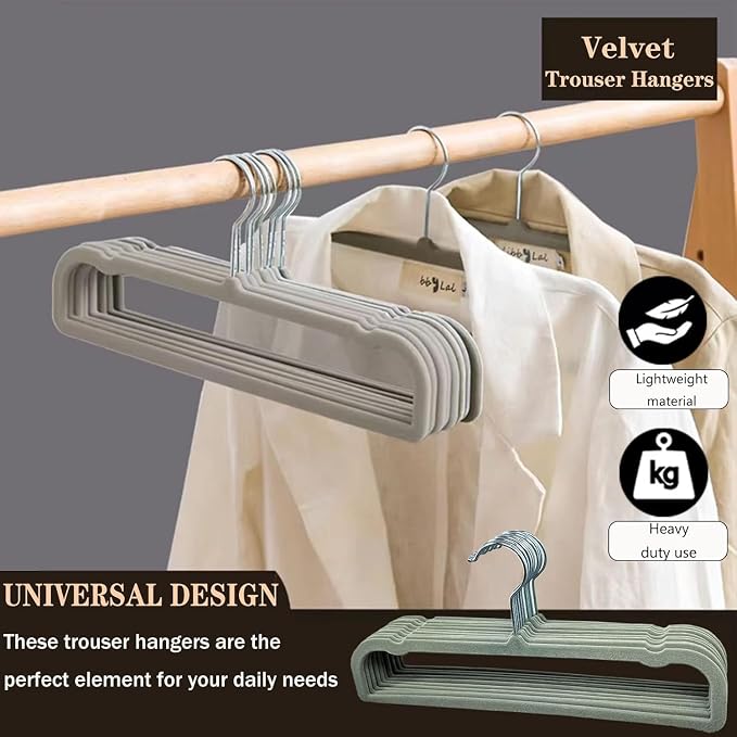 20 Pack Velvet Pants Hangers for Closet Space Saving, Thin Hanger (Grey) - Image 6