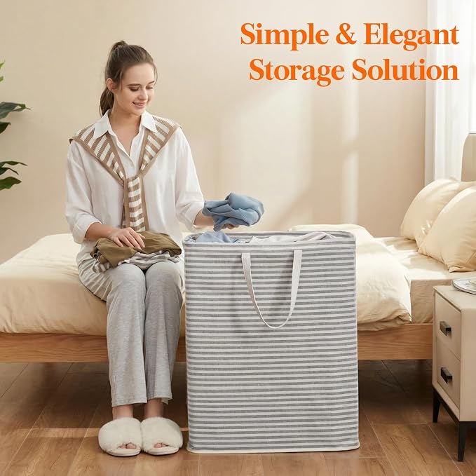Lifewit 125L Large Collapsible Laundry Basket with Extended Handles, Grey - Image 9
