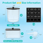 Laundry Pods Container & Dryer Sheet Holder, Laundry Room Organization and Storage Jars with Lids, Labels & Scoops for Powder Detergent Scent Booster, Black Lid - Image 2