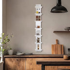 Homaterial Small 7 Tier Vertical Wall Shelf for Home Decor & Makeup Vanity - White Narrow Display Storage Shelf for Small Spaces, Decorative Vanity Shelf - Image 4