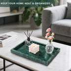 Marble Bathroom Tray for Countertop & Home Decor, Natural Decorative Marble Tray for Jewelry & Perfume Organizer, Luxury Stone Vanity Trays for Dresser, Kitchen Counter, 12" x 8", Green - Image 7