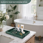 Marble Bathroom Tray for Countertop & Home Decor, Natural Decorative Marble Tray for Jewelry & Perfume Organizer, Luxury Stone Vanity Trays for Dresser, Kitchen Counter, 12" x 8", Green - Image 4