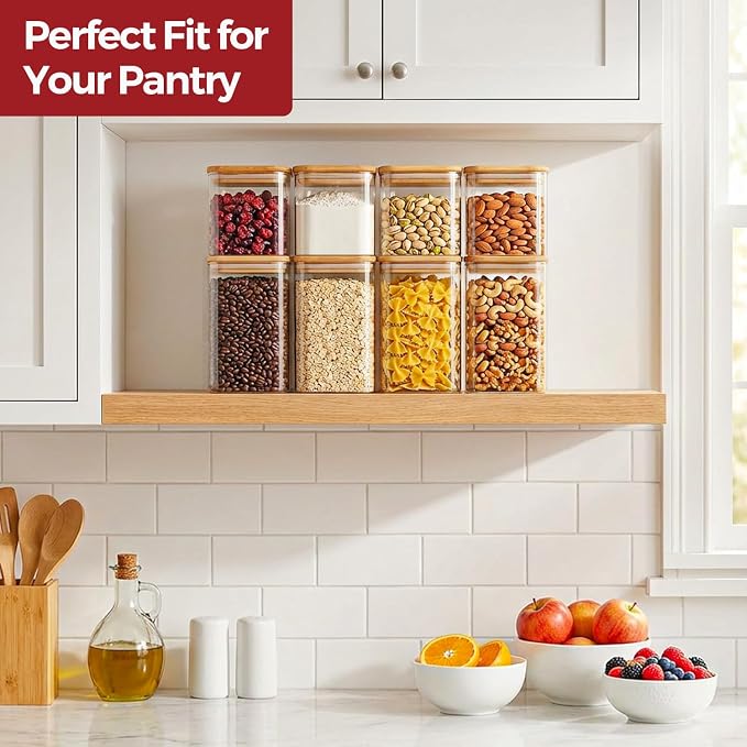 Glass Pantry Storage Containers with Lids 1/1.6 Qt 6 Pack Square - Image 5