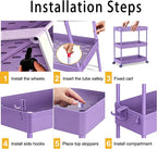 SPACELEAD Slim Storage Cart 3 Tier,Bathroom Organizer Rolling Utility,Mobile Shelving Unit Slide Out for Office, Kitchen, Laundry Room & Narrow Places,Purple - Image 4