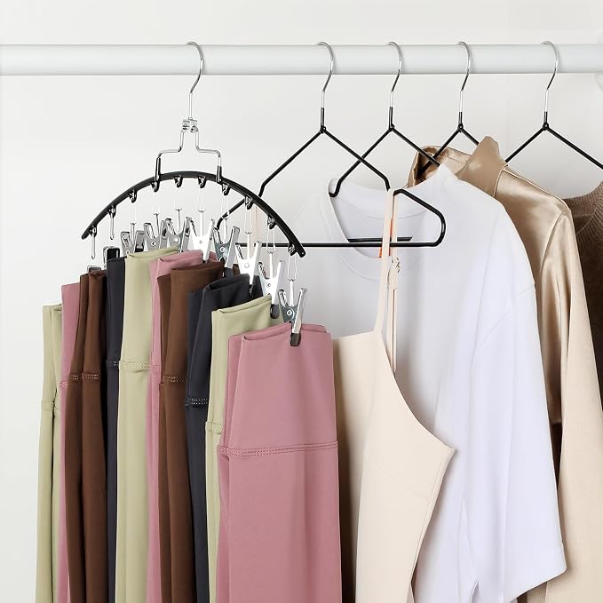 TOPIA HANGER 2 Pack Leggings Hanger for Closet, 20 Clips 360° Swivel Hook Legging Organizer Space Saving for Leggings Shorts Pants Skirt Jeans Bra Tank top Underwear for Closet CT80B - Image 5