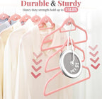 Velvet Felt Stackable Hangers 50 Pack, Thin & Space Saving, Pink | Non Slip, 15Lbs Capacity Heavy Duty With 360° Swivel Hook, Shoulder Notches, No Shoulder Bump, for Coat Suit Shirt Dress - Image 2