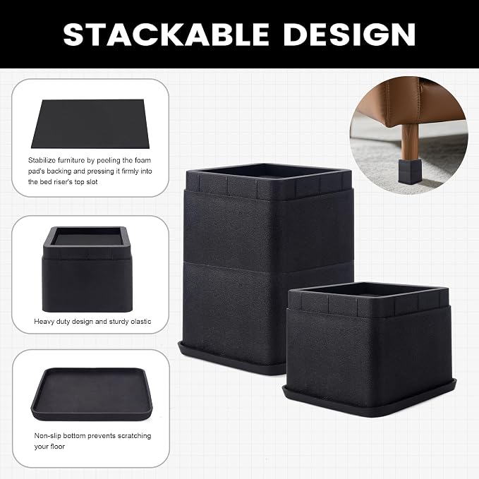 BTSD-home Bed Risers 3 Inch - Image 8