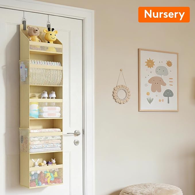 Lifewit 5 Tier Over the Door Organizer, Diaper Hanging Storage, Beige - Image 9
