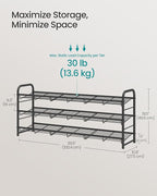SONGMICS 3-Tier Long Stackable Metal Shoe Rack, Holds Up to 15 Pairs | Shoe Organizer for Closet, Entryway, and Small Spaces, with Adjustable Slanted Shelves, Black, DAVIAN Collection ULMR106BD01 - Image 5