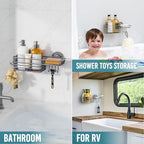 TAILI Shower Caddy Suction Cup with Hooks with Hooks, Grey Shower Holder - Image 6