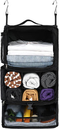 Surblue Hanging Shelves Travel Storage Bag Compression Packing Cube for Suitcase Collapsible with Extension Layer Large Capacity, Black,XL by SURBLUE