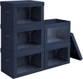 Homsorout Stackable Storage Bins with Lids - Medium Storage Box with Lids, Foldable Closet Boxes for Organizing, Wardrobe Clothes Organizer with Window, Cubes Bins for Living Room, 5 Pack, Navy Blue by Homsorout