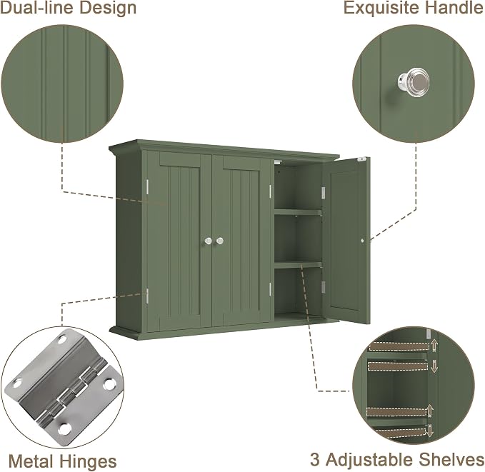 ChooChoo Laundry Cabinet with 3 Doors and Adjustable Shelves - Image 6