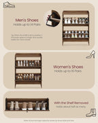 VASAGLE Narrow Shoe Storage Cabinet Organizer with 2 Flip Drawers | Freestanding Shoe Rack, Fits 14 to 16 Pairs, for Entryway, Farmhouse Style, Honey Brown, HAINS Collection UHSC203KB01S - Image 6