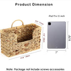 Hanging Magazine Basket, Woven Wall Magazine Holder Organizer with Handle for Mail, Files, Books - Water Hyacinth Farmhouse Storage Rack for Bathroom, Kitchen, Office - Image 8