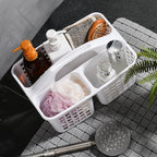 Portable Shower Caddy Basket Plastic Storage Basket with Compartments White - Image 2