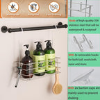 1-Tier Shower Caddy Hanging Shower Organizer Rack with Hook Over Door 2-PK - Image 3