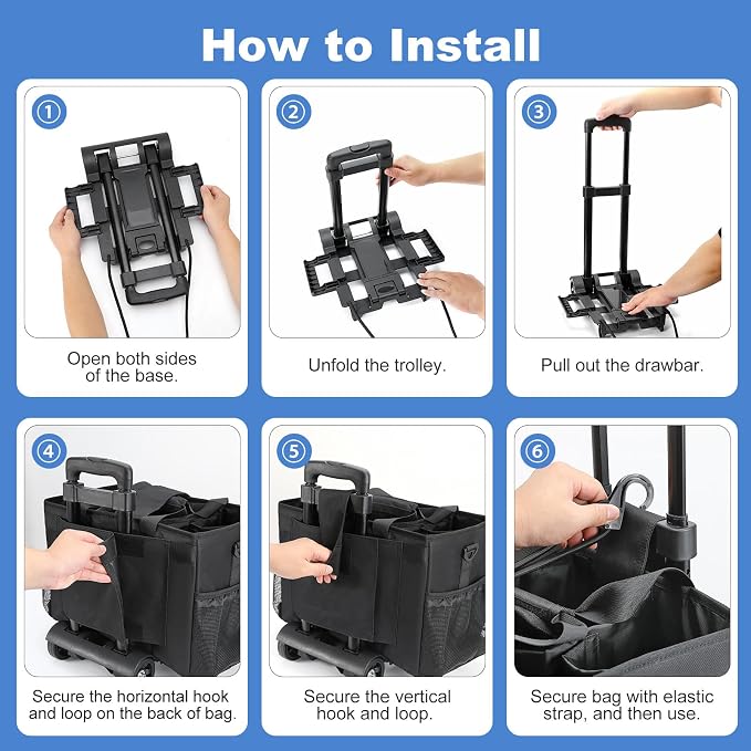 Housolution Rolling Cleaning Caddy Bag with Wheels, Black - Image 6