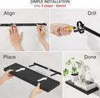 BAYKA Black Floating Shelves 22.5in, Set of 2, Wall Mounted for Wall Decor - Image 6