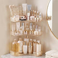 3-Tier Corner Bathroom Counter Organizer with Makeup Brush Holder, Gold by Brothersbox