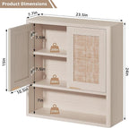 LEYAOYAO Rattan Bathroom Wall Storage Cabinet, Boho Medicine Cabinet - Image 2