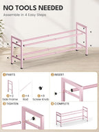 Bumusty 2 Tier Expandable Shoe Rack for Closet, Pink | 18"-33" Adjustable Shoe Rack for Entryway, Small Shoe Organizer for Dorm, Front Door, Sturdy Metal - Image 8