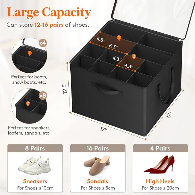 Lifewit Shoe Storage Organizer for Closet, Holder Box, 3 Pack, Black - Image 2