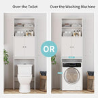 Shintenchi Over the Toilet Storage Cabinet, Bathroom Above the Toilet Rack, Bathroom Adjustable Shelf Organizer with Open Bottom Bar and Anti-Tip Device, White - Image 5