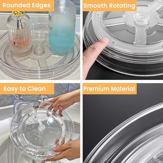 vacane 4 Pack Turntable Organizer Non-Skid, Large 13" Cabinet Lazy Susan Clear Turntable Organizer for Pantry Lazy Susan Organizer, Storage Containers for Kitchen, Countertop - Image 5
