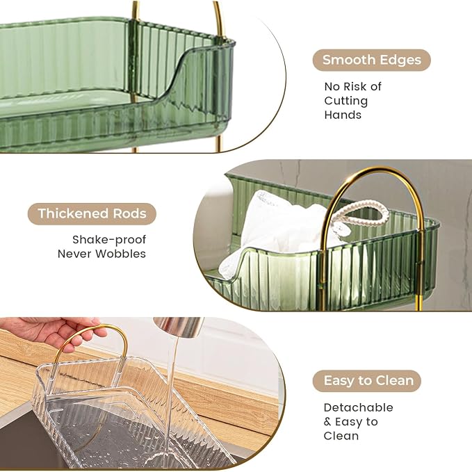Aveniee Bathroom Counter Organizer, 2 Tier Perfume Skin Care Countertop Storage Shelf, Vanity Makeup Tray for Cosmetic Skincare Lotion,Green - Image 4