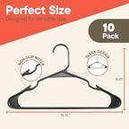 Gray Plastic Hangers 10 Pack– Heavy-Duty Plastic Hangers Slim and Space-Saving, Durable and Lightweight PP with Non-Slip Shoulder Notches for Slip Dresses, Suits, Jackets & Camisoles - Image 2