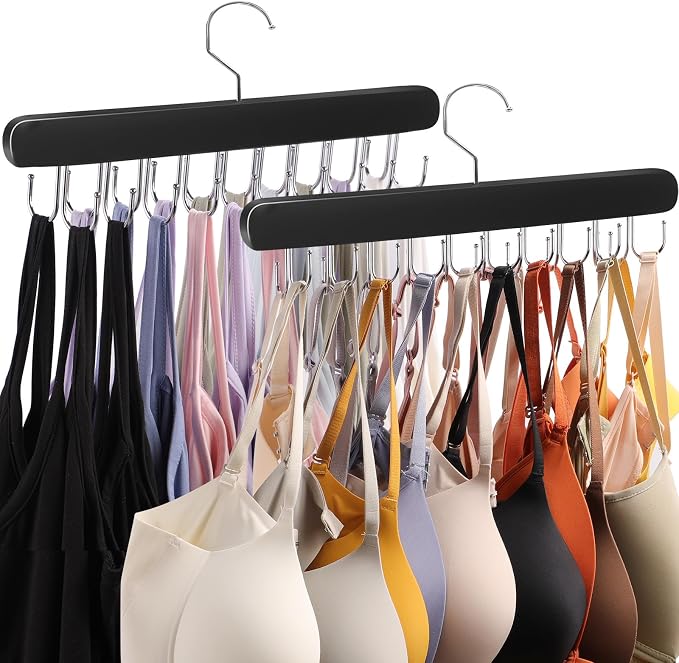 2 PCS Tank Top Hanger, Bra Hanger for Closet Organizer Space Saving | Premium Bra Hangers, Tank Top hangers with 40 hooks, 360°Rotating Closet Organizers and Storage for Bras, Tank Top, Belts by Unknown