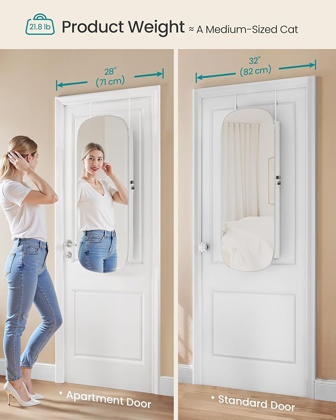 SONGMICS Jewelry Organizer, LED Jewelry Cabinet, Wall/Door Mounted - Image 4