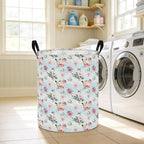 NTAOHAMPER Laundry Hamper,Laundry Basket,Baby Nursery Hamper,Waterproof Storage Bin,Clothes Organizer Basket,Room Decor(Blue Retro Flower） - Image 4