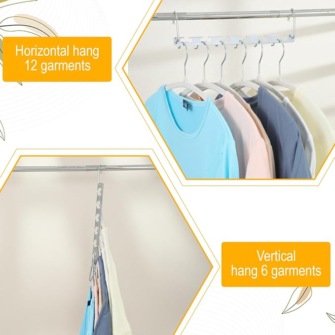 12 Pack Space Saving Hangers for Clothes, Sturdy Metal Hangers Wardrobe Closet Organizer Closet Organizers and Storage, Dorm Room Essentials - Image 3