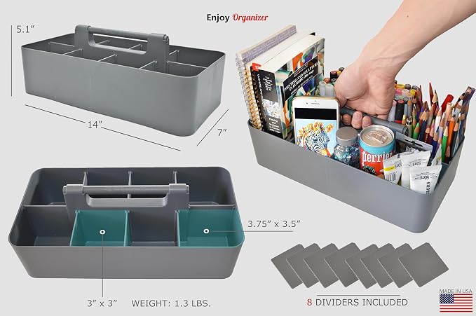 -Large Carry Caddy Bin Basket Portable Office Desk Storage DIY- MADE IN USA (Orion Gray) - Image 4