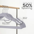 Utopia Home Velvet Hangers 20 Pack – Premium Hangers with Tie Bar - Grey - Image 7