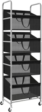 STO STO 4-Tier Vertical Rolling Laundry Hamper, Removable Bags, Black Mesh - Image 9