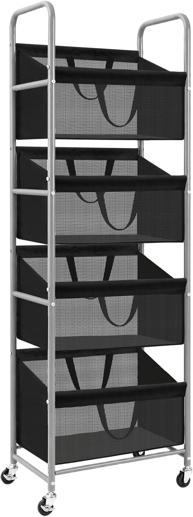 STO STO 4-Tier Vertical Rolling Laundry Hamper, Removable Bags, Black Mesh - Image 9