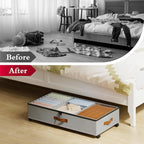 Yecaye Under Bed Storage with Wheels, 2 Pack Under Bed Storage Containers with Adjustable Dividers & Clear Window, Rolling Underbed Organizer Bins Drawers for Clothes, Shoes, Blankets, Grey - Image 8