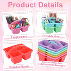 6 Pack 4 Compartment Classroom Caddy with Handle, Rainbow - Image 3