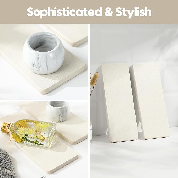 Razborci 3PCS Bathroom Sink Vanity Trays, Quick Stone Drying Mat Dish Soap Dispenser Sponge Holder for Kitchen Counter, Diatomaceous Earth Water Absorbing Caddy Organizer, Beige - Image 6