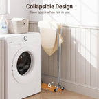 ELYKEN Laundry Basket with Wheels, Collapsible Laundry Hamper, Cream - Image 4