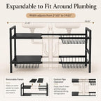 Expandable Under Sink Organizer, 2 Tier Under Sink Shelf, Height Adjustment, Under Sink Shelves with 3 Removable Baskets and 3 Removable Panels for Bathroom Kitchen Pantry Cabit black 21.65in - Image 6