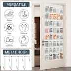 40-Pocket Over the Door Shoe Organizer - Large Mesh Pocket Hanging Shoe Rack for Door, Shoes Storage Holder Sturdy Non-woven Fabric - Stores 20 Pairs (White02) - Image 2
